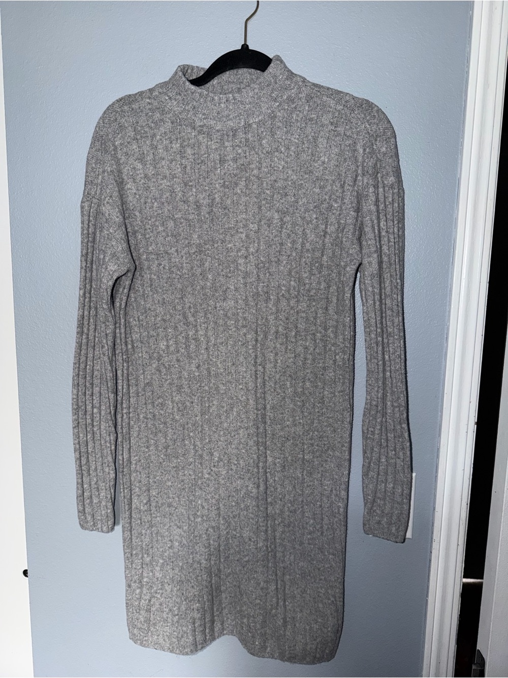 Hilary Radley Gray Ribbed Cowl Neck Longline Sweater